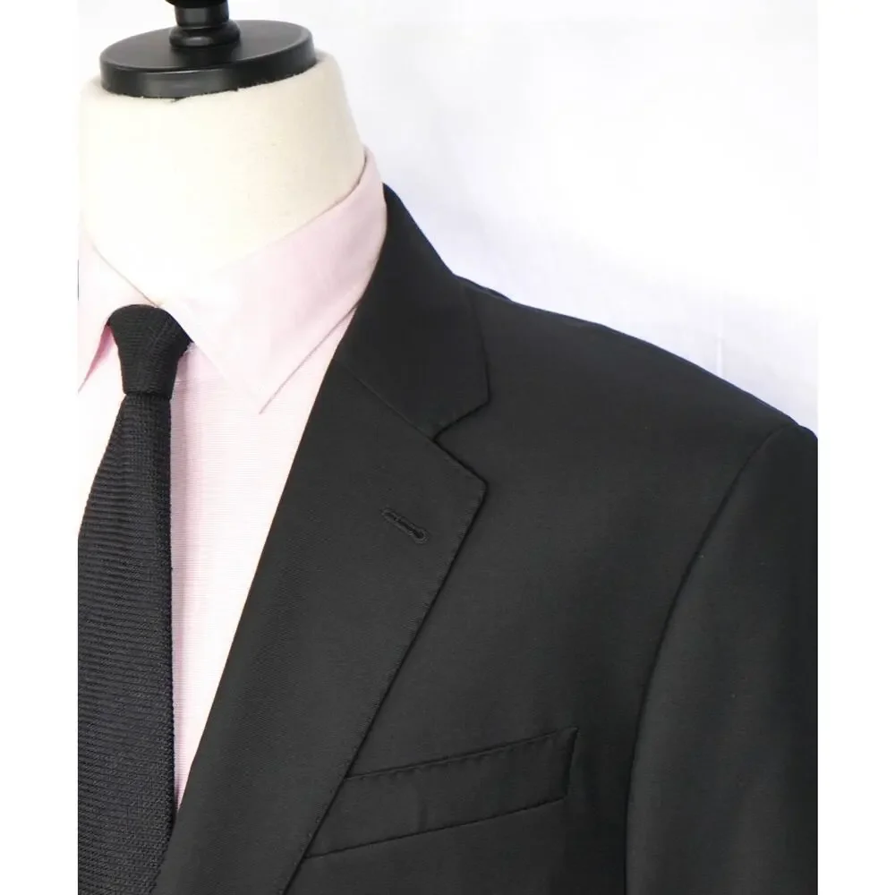 $1,495 EMPORIO ARMANI - Solid Black 130's Wool Blazer - 48R